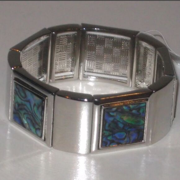 LIA SOPHIA PACIFIC BRACELET - GENUINE ABALONE GORGEOUS NWT 3" - Picture 7 of 11
